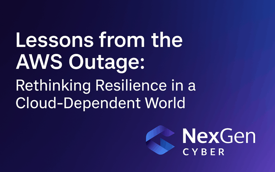 NexGen Cyber logo on blog header about AWS outage and cybersecurity resilience